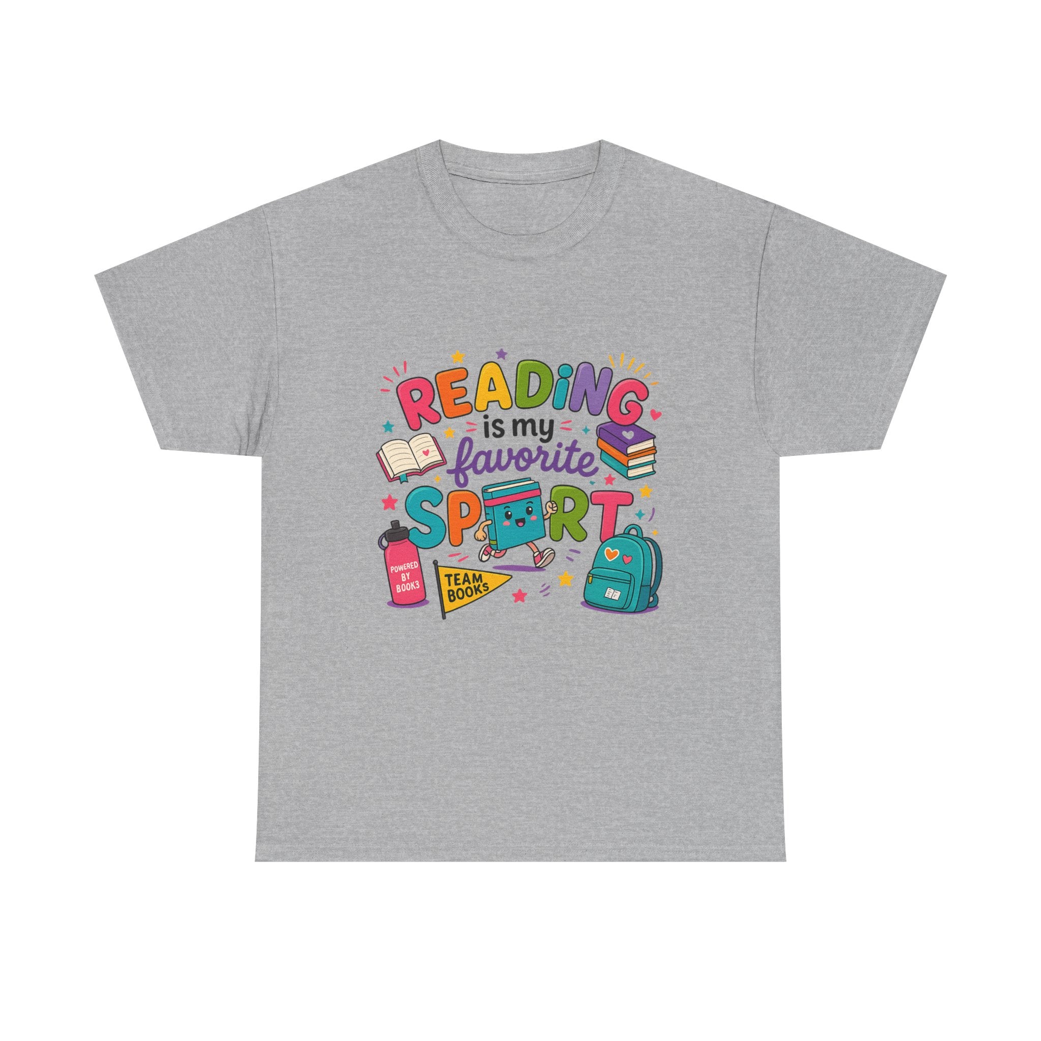Reading T-Shirt — "Reading is My Favorite Sport" Colorful Book Lover Tee