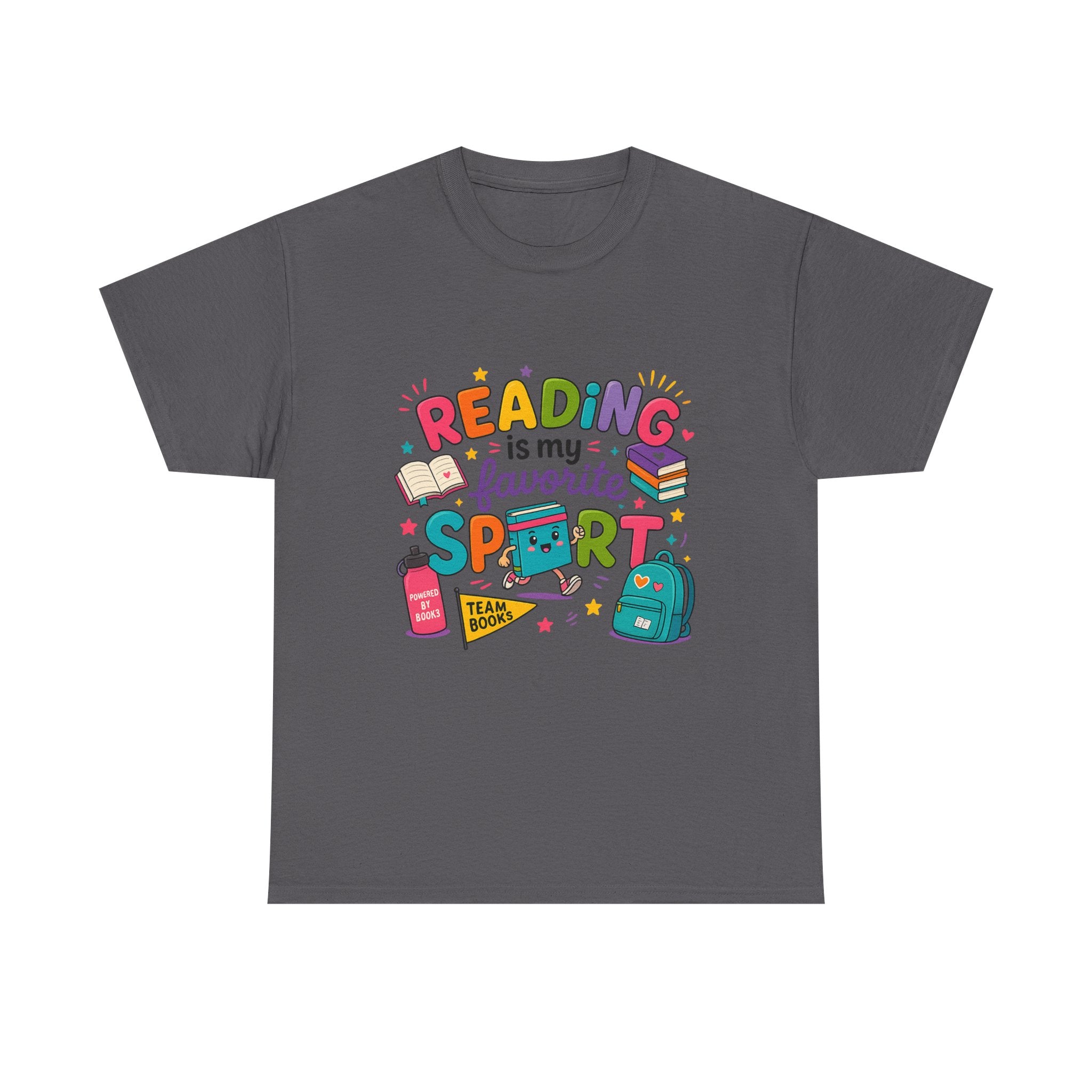 Reading T-Shirt — "Reading is My Favorite Sport" Colorful Book Lover Tee