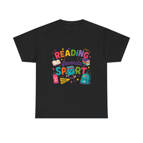 Reading T-Shirt — "Reading is My Favorite Sport" Colorful Book Lover Tee
