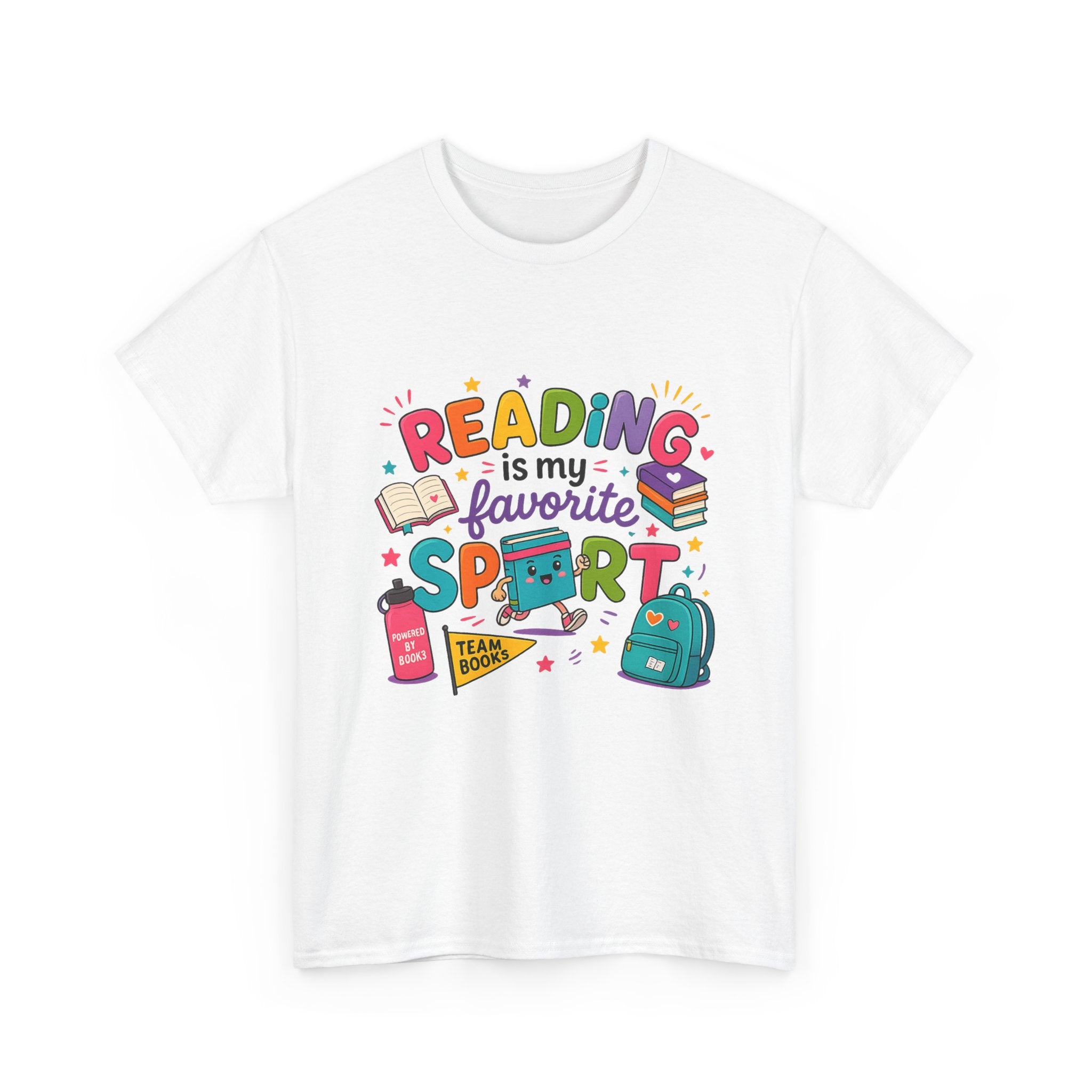 Reading T-Shirt — "Reading is My Favorite Sport" Colorful Book Lover Tee