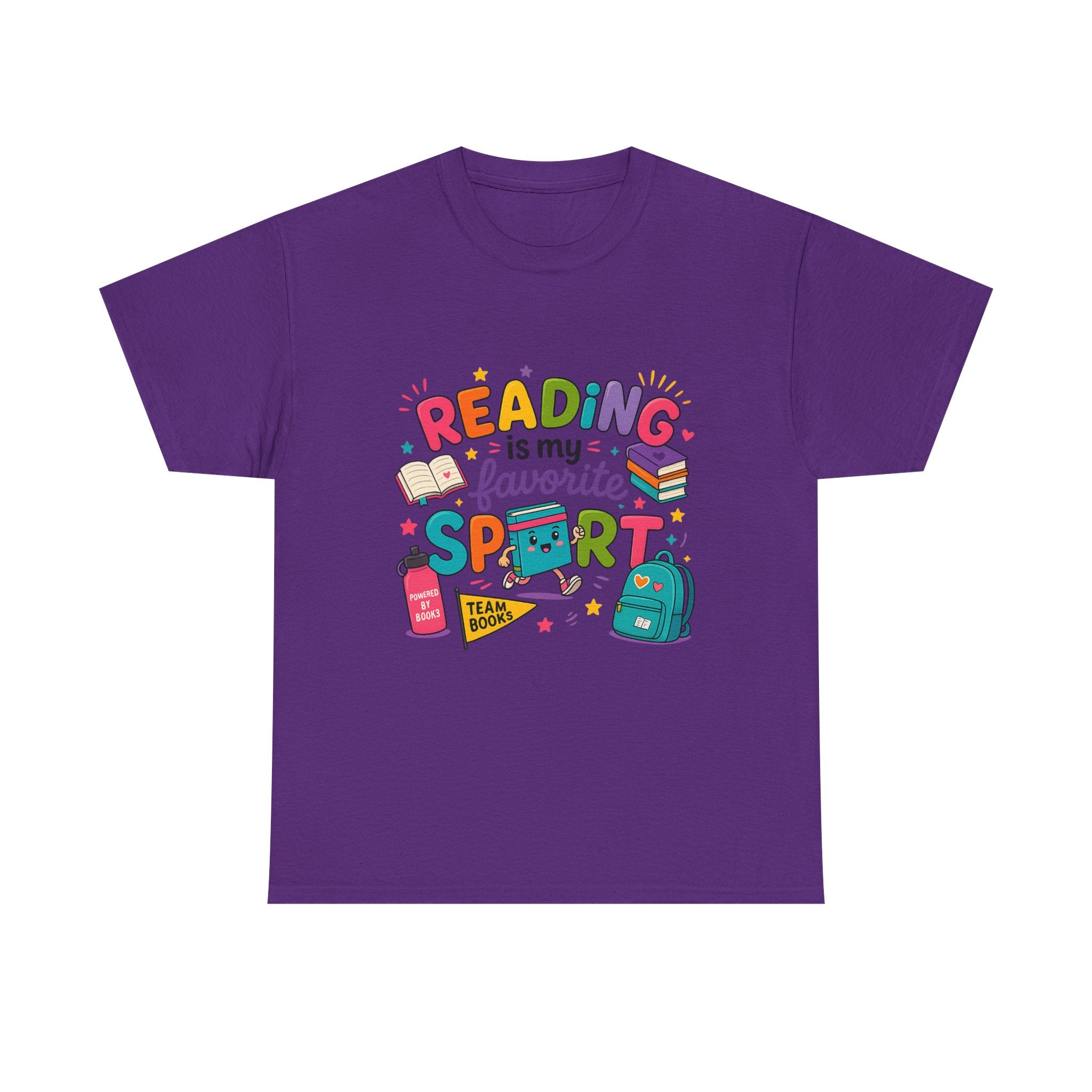 Reading T-Shirt — "Reading is My Favorite Sport" Colorful Book Lover Tee