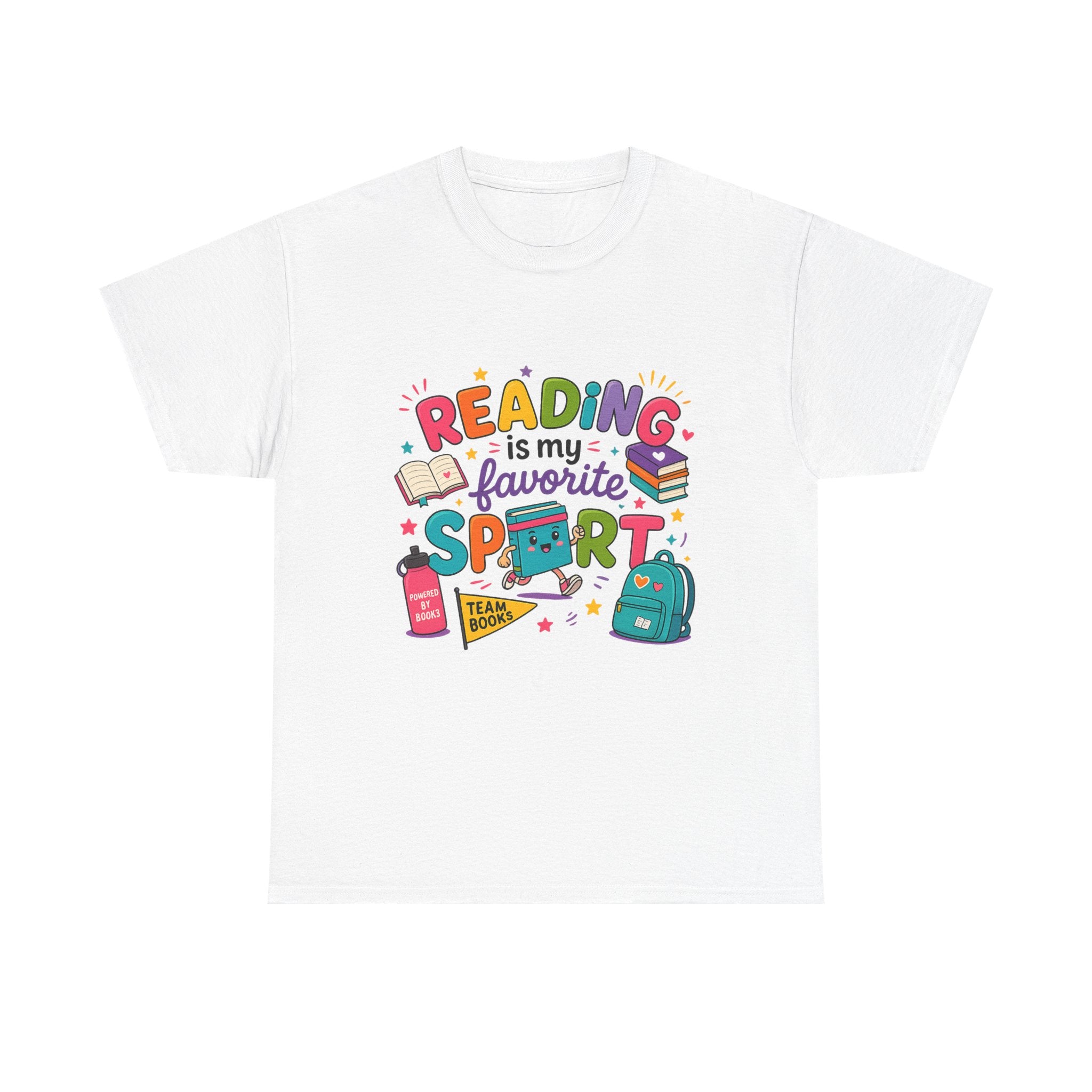 Reading T-Shirt — "Reading is My Favorite Sport" Colorful Book Lover Tee