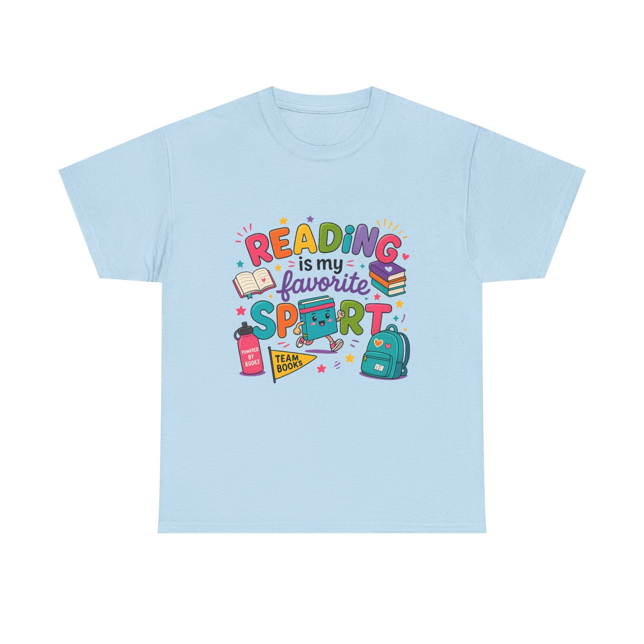 Reading T-Shirt — "Reading is My Favorite Sport" Colorful Book Lover Tee